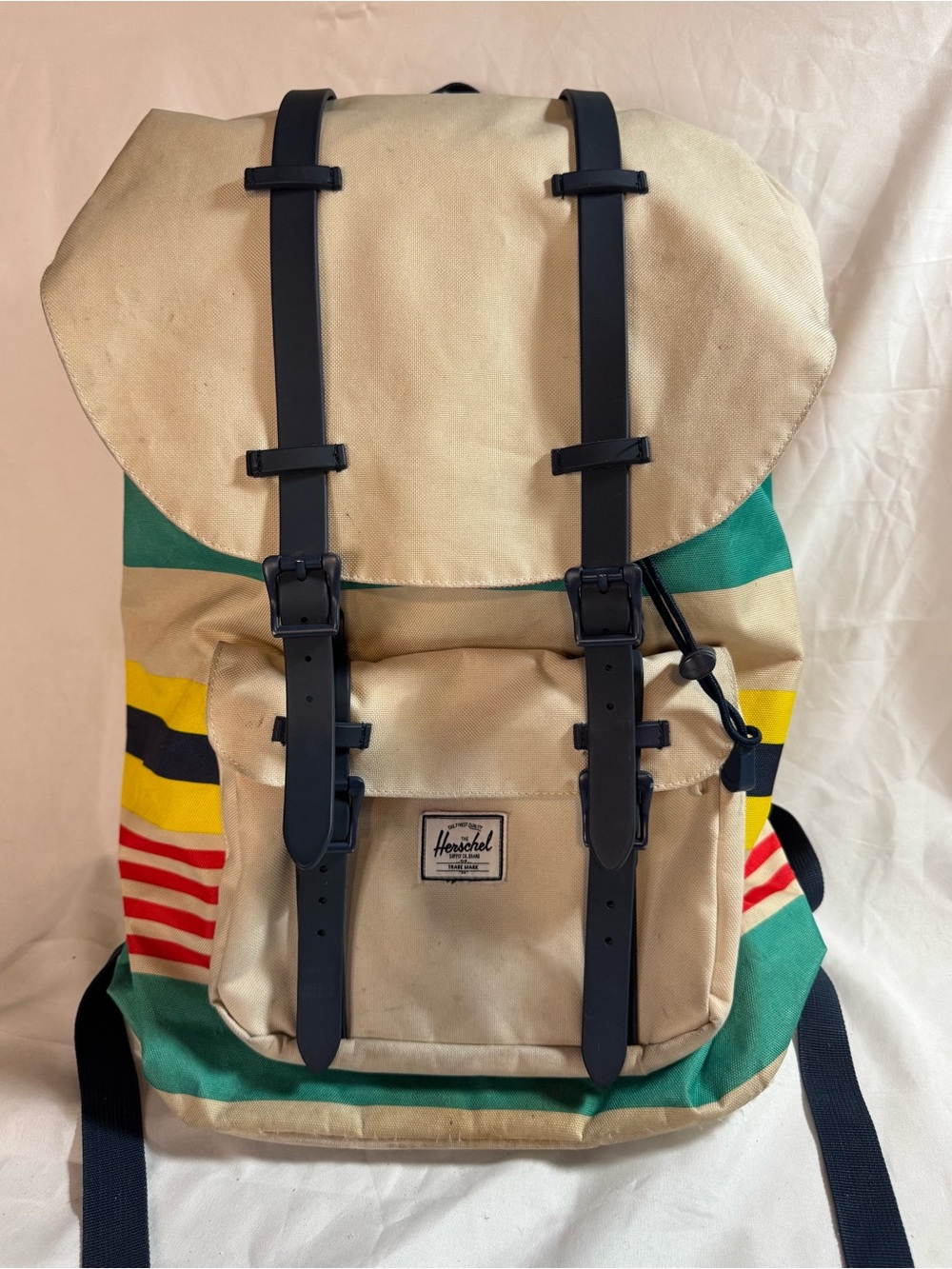 Herschel Little America Backpack Malibu Stripe Bone Navy Canvas Bag